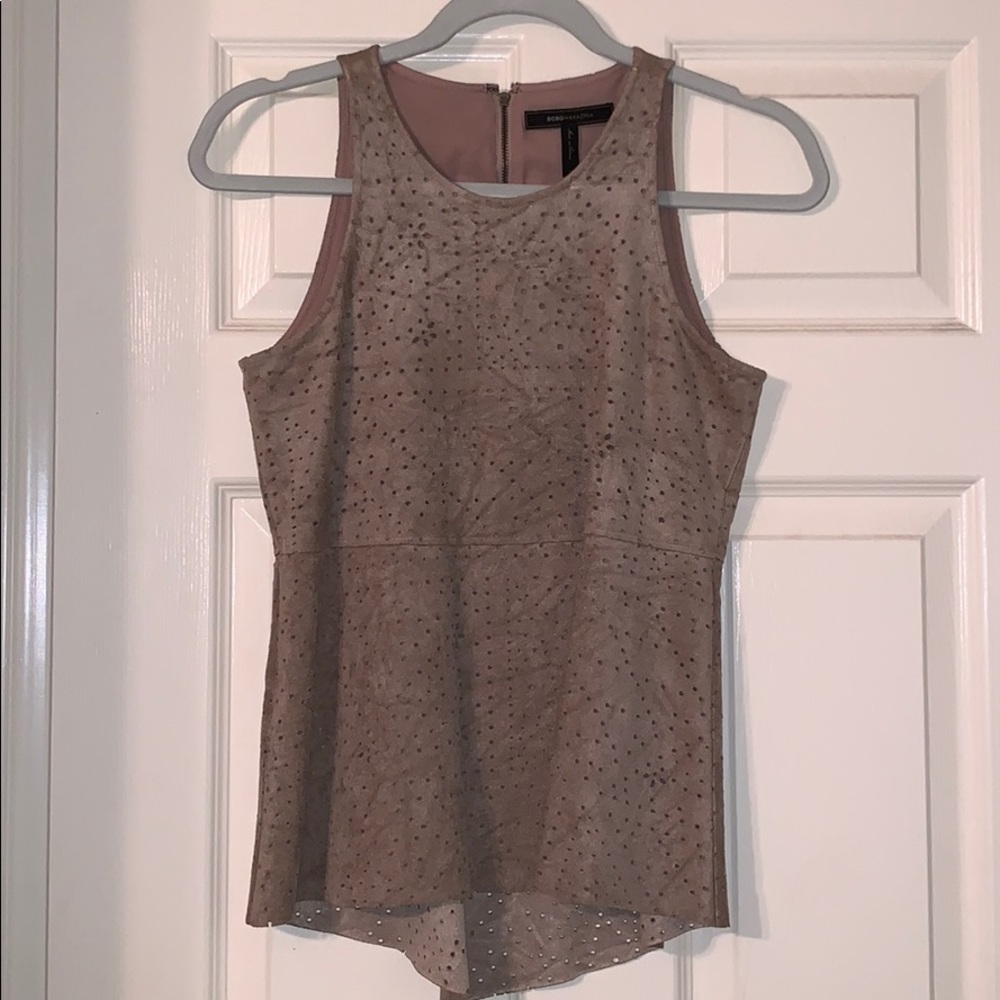 BCBG MaxAzria brown suede top size XS